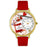 Whimsical Unisex Scrapbook Red Leather Watch