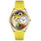Whimsical Womens Bad Cat Yellow Leather Watch