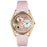 Whimsical Womens Tea Roses Pink Leather Watch