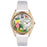 Whimsical Womens Daisy Fairy White Leather Watch