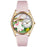 Whimsical Womens Tennis Female Pink Leather Watch