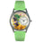 Whimsical Womens Butterflies Green Leather Watch