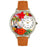 Whimsical Unisex Autumn Leaves Tan Leather Watch