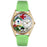 Whimsical Womens Birdhouse Cat Black Leather Watch