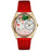 Whimsical Womens Christmas Puppy Red Leather Watch