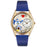 Whimsical Womens Tea Lover Royal Blue Leather Watch