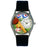 Whimsical Womens Softball Black Skin Leather Watch