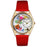 Whimsical Womens Preschool Teacher Red Leather Watch