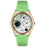 Whimsical Womens Birthstone: May Green Leather Watch
