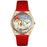 Whimsical Womens Christmas Snowman Red Leather Watch