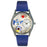 Whimsical Womens Tea Lover Royal Blue Leather Watch