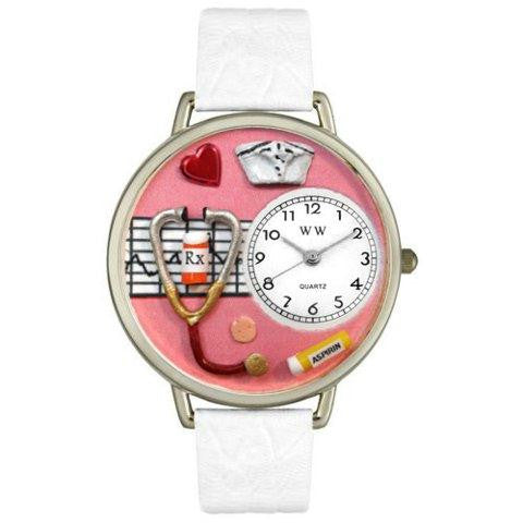 Whimsical Unisex Nurse Red White Skin Leather Watch