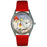 Whimsical Womens Christmas Snowman Red Leather Watch