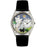 Whimsical Womens Halloween Ghost Black Leather Watch