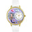 Whimsical Unisex Nurse Purple White Skin Leather Watch