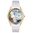 Whimsical Womens Massage Therapist White Leather Watch