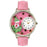 Whimsical Unisex Pink Glitter Clown Pink Leather Watch