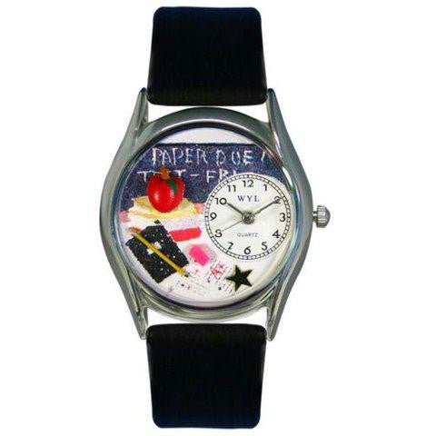 Whimsical Womens Kindergarten Teacher Red Leather Watch