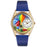 Whimsical Womens Hot Air Ballons Royal Blue Leather Watch