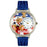 Whimsical Unisex Patriotic Teddy Bear Royal Blue Leather Watch