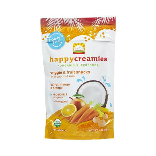 Happy Creamies Organic Snacks - Carrot Mango Orange - Case of 8 - 1 oz