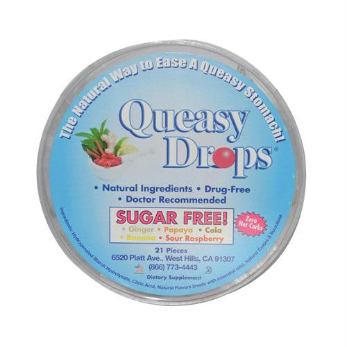 Three Lollies Queasy Drops Ginger Papaya Cola Banana Sour Raspberry - 21 Pieces