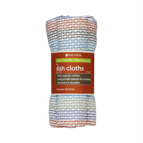 Full Circle Home Tidy Dish Cloths - 12 inch x 12 inch - 3 Pack