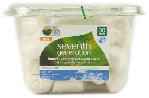 Seventh Generation Laundry Detergent Packs - Natural Free and Clear - 30 ct - Case of 6