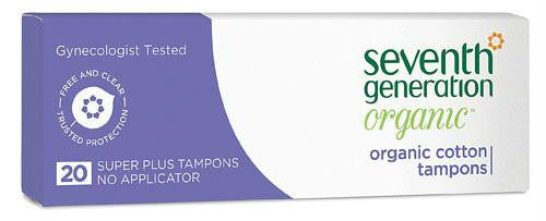 Seventh Generation Chlorine Free Organic Cotton Tampons - Super Plus - 20 Tampons - Case of 12