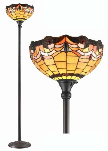 Amora Lighting Tiffany Style Torchiere Lamp
