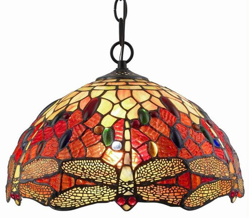 Amora Lighting Tiffany Style Dragonfly Hanging Lamp
