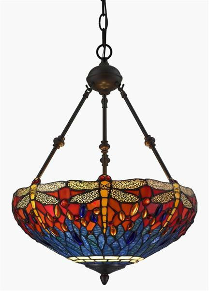 Amora Lighting Tiffany Style Dragonfly 3-light Hanging Lamp
