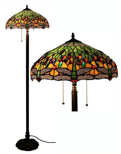 Amora Lighting Tiffany Style Green- Yellow Dragonfly Floor Lamp