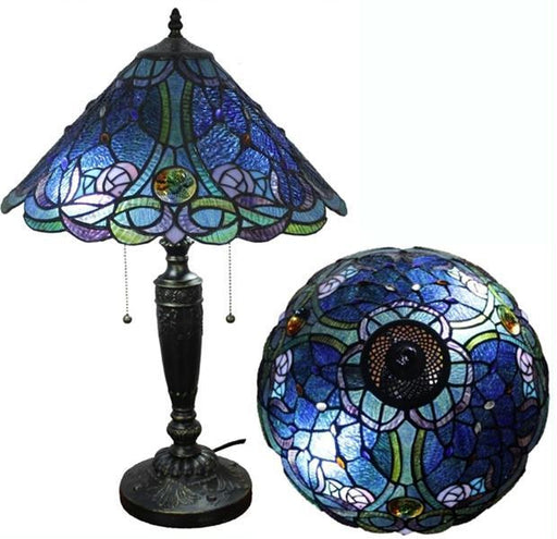 Amora Lighting Tiffany Style Blue Table Lamp