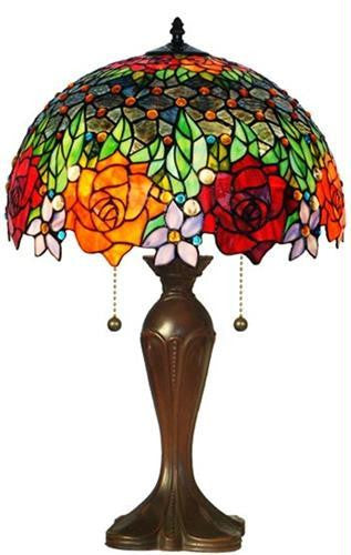 Amora Lighting Tiffany Style Jeweled Roses Table Lamp