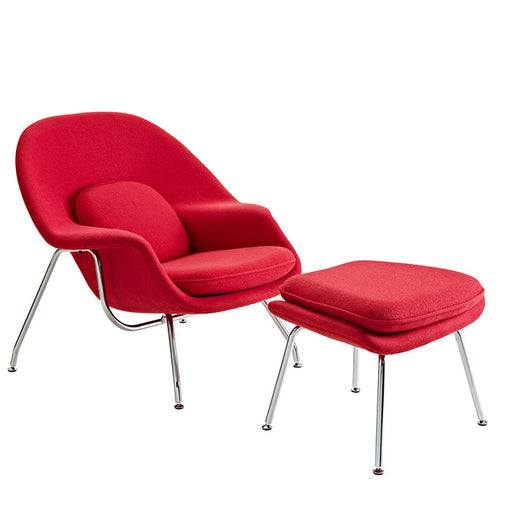 W Upholstered Fabric Lounge Chair With Ottoman Upholstered Fabric Lounge Chair 113-RED