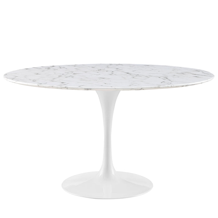 Lippa 54" Round Artificial Marble Dining Table 1132-WHI