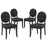 Button Dining Side Chair Set of 4 1280-BLK