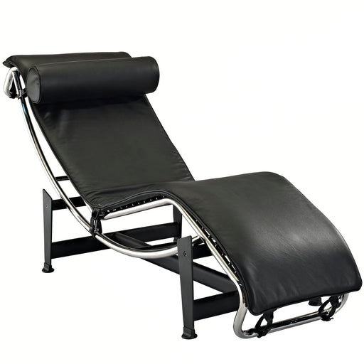 Charles Leather Chaise Lounge 129-BLK
