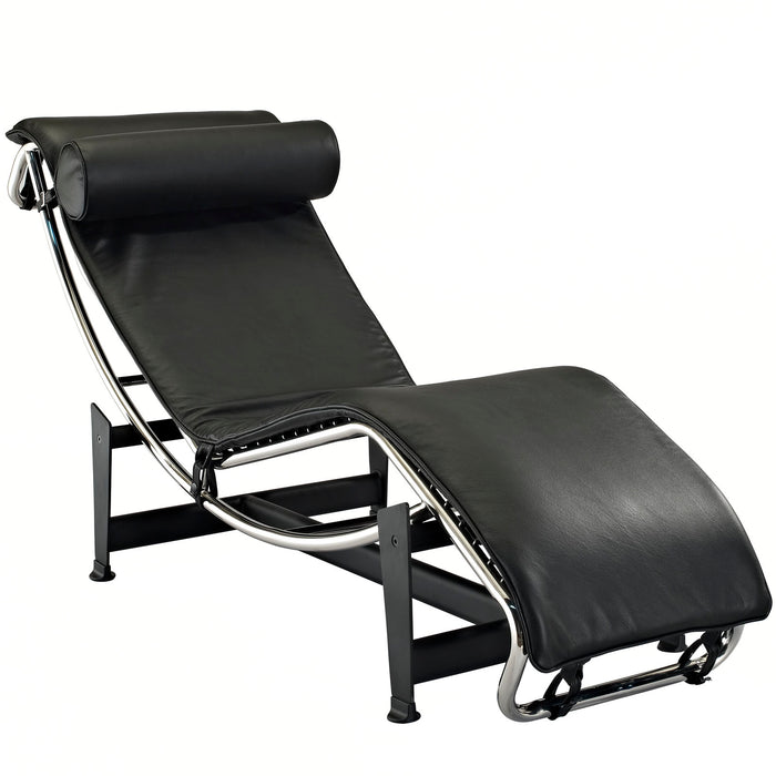 Charles Leather Chaise Lounge 129-BLK