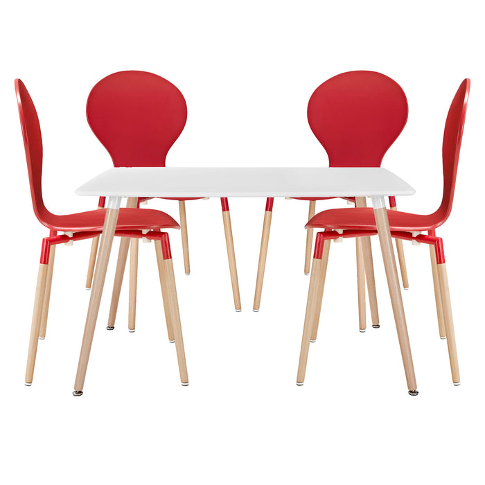 Path Dining Chairs and Table Set of 5 1371-RED