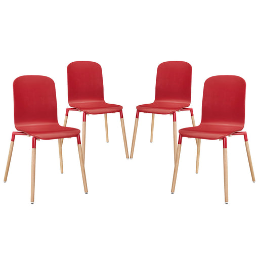 Stack Dining Chairs Wood Set of 4 1373-RED