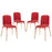Stack Dining Chairs Wood Set of 4 1373-RED