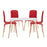 Stack Dining Chairs and Table Wood Set of 5 1375-RED