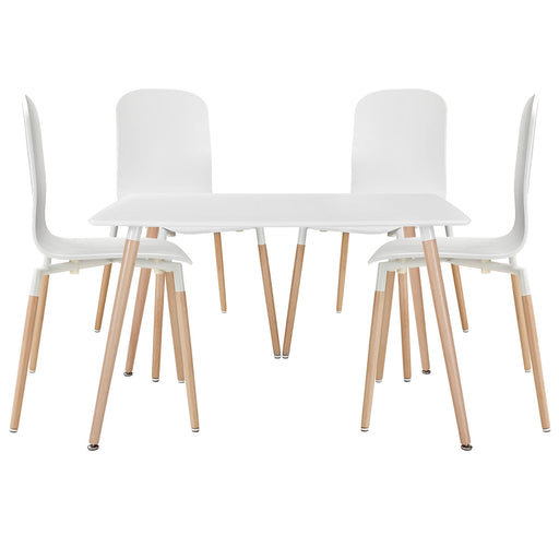 Stack Dining Chairs and Table Wood Set of 5 1375-WHI