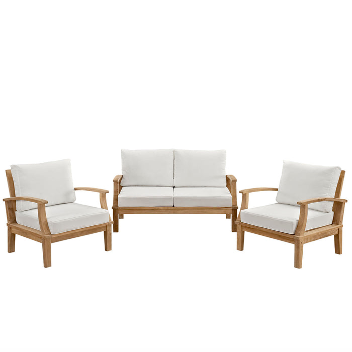Marina 3 Piece Outdoor Patio Teak Set 1470-NAT-WHI-SET