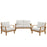 Marina 3 Piece Outdoor Patio Teak Sofa Set 1470-NAT-WHI-SET