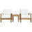 Marina 3 Piece Outdoor Patio Teak Sofa Set 1487-NAT-WHI-SET