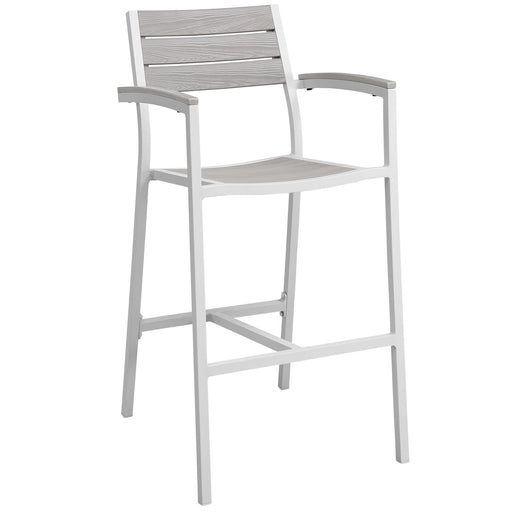 Maine Outdoor Patio Bar Stool 1510-WHI-LGR