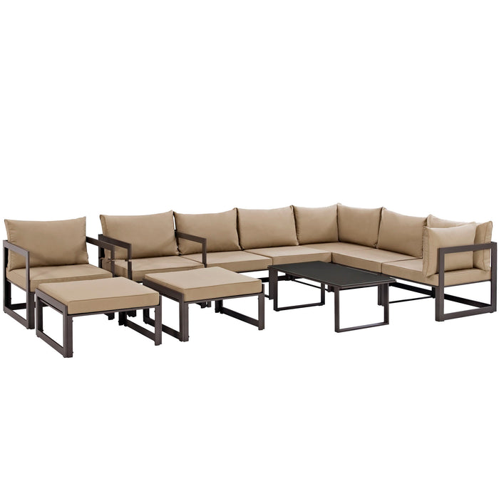 Fortuna 10 Piece Outdoor Patio Sectional Sofa Set 1720-BRN-MOC-SET